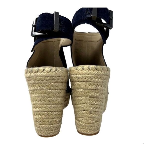 #328 KENNETH COLE Navy Suede Wedge Sandals - Picture 5 of 9